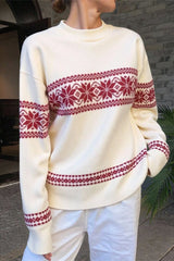 Minimalist Color Block Snowflake Stripe Christmas Sweater