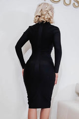 Sexy Plunging Bandage Bodycon Midi Dress