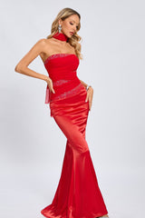 Red Rhinestone Bodycon Party Dress