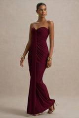 Ruched Strapless Bodycon Y2K Maxi Dress