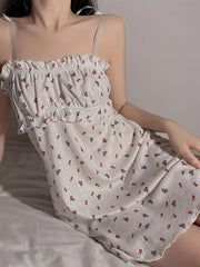 Summer Spaghetti Strap Mini Dress With Floral Print Summer Print Mini Dress