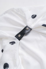 Polka Dots Pattern Lace Ruched Halter Neck Tie Up Backless Mini Dress