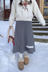 Bow Detail Knit A-Line Christmas Skirt