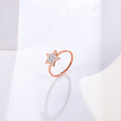 Five-Pointed Star Full Diamond Titanium Steel Ring