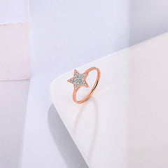 Five-Pointed Star Full Diamond Titanium Steel Ring
