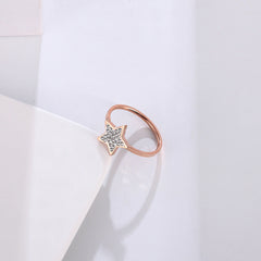 Five-Pointed Star Full Diamond Titanium Steel Ring