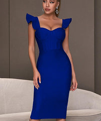 Bandage Dress Evening Dress Bandagedress Black Ruffle Dress V Neck