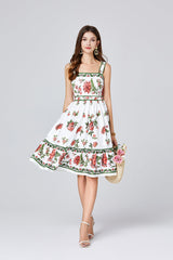 Positioning Print Slim Fit Sling Dress