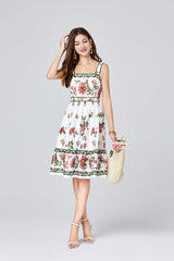 Positioning Print Slim Fit Sling Dress