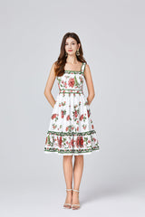 Positioning Print Slim Fit Sling Dress