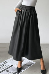 Angora Red Satin Faux Leather Skirt