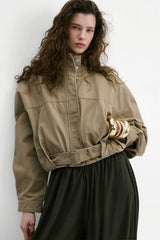 Hem Belt Cropped Utility Coat