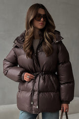 Drawstring Hooded Puffer Coat