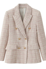 Textured Tweed Double Breasted Blazer