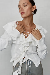 Long Sleeve Ruffle Blouse