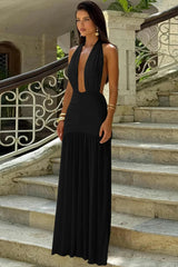 Kliou Classic Low Neck Maxi Dress