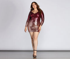 Plus Ombre Stylish Sequin Dress Plus Dressy Dresses