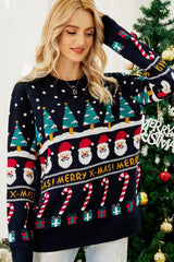 Christmas Contrast Cartoon Polka-Dot Sweater
