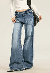 Washed Cat Whisker Wide Jean