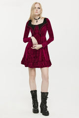 Gothic Bat Shaped Velvet Mysterious Mini Dress