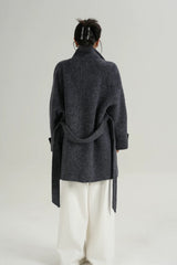 Chic Solid Wool Warm Loose Mock-neck Coat