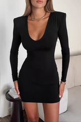 Low Neck Knit Slim Mini Dress