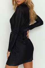 Turndown Neckline Blouse Buttons Solid Dress Dresses/Long Sleeve Dresses