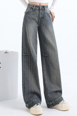 Jacquard Stripe Wide Leg Jean