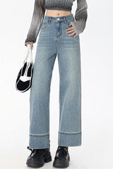 High Waist Cropped Straight Jean