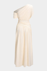 Ruched Asymmetrical Sleeveless Maxi Dress