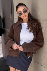 Vintage Brown Suede Lapel Jacket