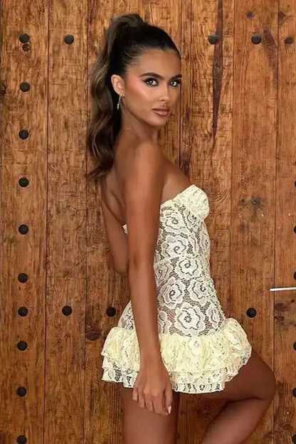 Lace Strapless Mini Dress