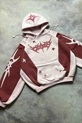Embroidered Graphic Oversized Pullover Fleece Hoodie