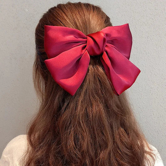 Big Red Bow Hair Accessory - Spring Korean Satin Rubber Bow - Christmas Accessory