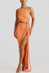 Delia Asymmetrical Dress - Orange