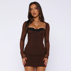 Connie Mini Dress-Brown