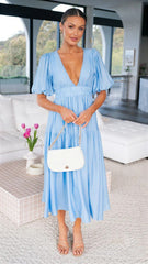 Brunch It Right Midi Dress - Light Blue