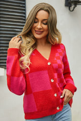 Plaid Panel Plus Size Christmas Cardigan