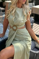 Hollow Design A-Line Midi Dress