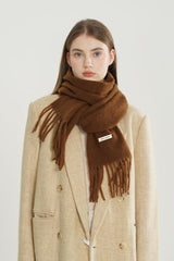 Solid Woven Fringe Wool Blend Christmas Scarf