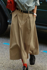 Loose Khaki Maxi Skirt
