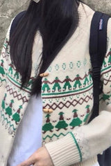 Retro Jacquard Christmas Cardigan