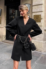 Loose Fit V Neck Blazer Coat