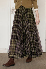 Plaid A-Line Maxi Christmas Skirt