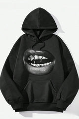 Lip Print Graphic Hoodie