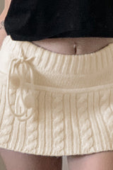 Cable Knit Pom Pom Trim Christmas Skirt