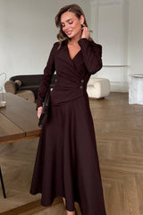 Asymmetrical V-Neck Maxi Dress