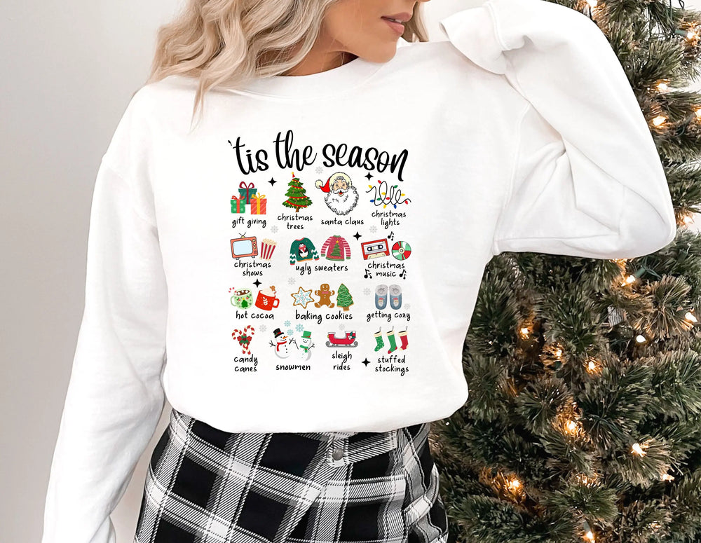Fashion Girl Tis The Season Retro Cute Element Christmas Hoodie White / S Hoodies-L