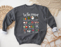 Fashion Girl Tis The Season Retro Cute Element Christmas Hoodie Gray / S Hoodies-L
