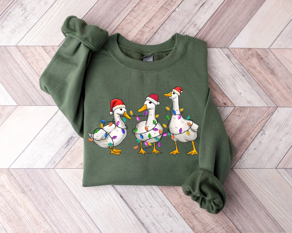Voguish Day Cotton Duck Lights Essential Family Party Christmas Hoodie Green / S Hoodies-L